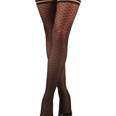 Kix'ies Beth Ann Honeycomb Thigh Highs Black